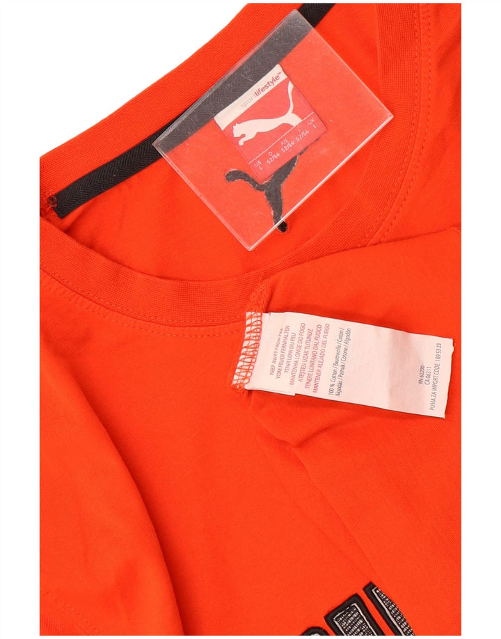 Puma Mens Graphic T-Shirt Top Large Orange Cotton