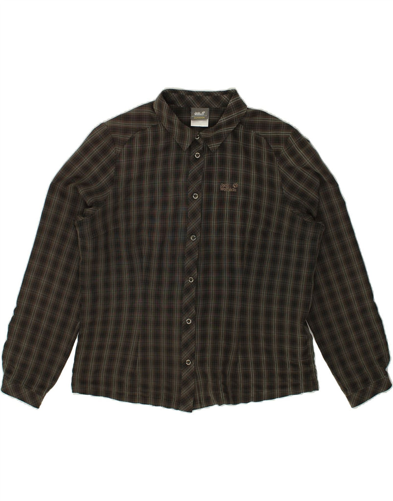 JACK WOLFSKIN Womens Shirt UK 18 XL Grey Check Cotton | Vintage Jack Wolfskin | Thrift | Second-Hand Jack Wolfskin | Used Clothing | Messina Hembry 