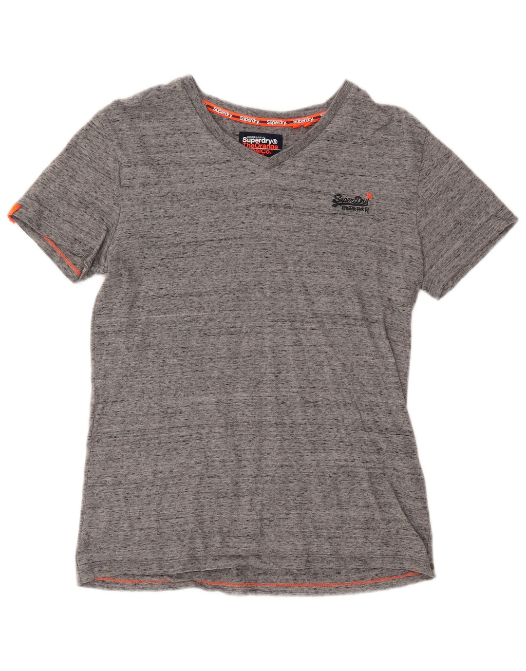 SUPERDRY Mens T-Shirt Top Small Grey Flecked Cotton