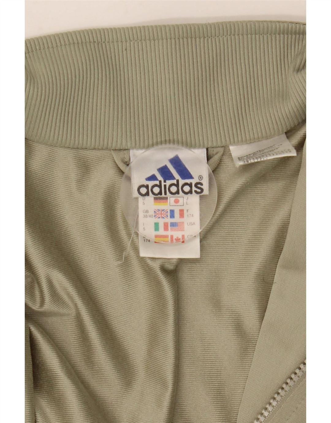 Adidas Mens Tracksuit Top Jacket UK 38/40 Medium Khaki Polyester
