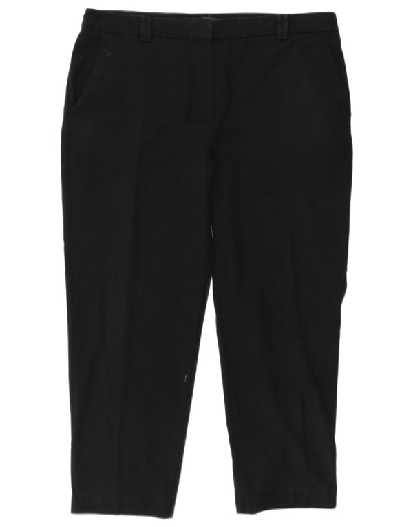 Marks & Spencer Womens Straight Chino Trousers UK 14 Large W36 L26 Black
