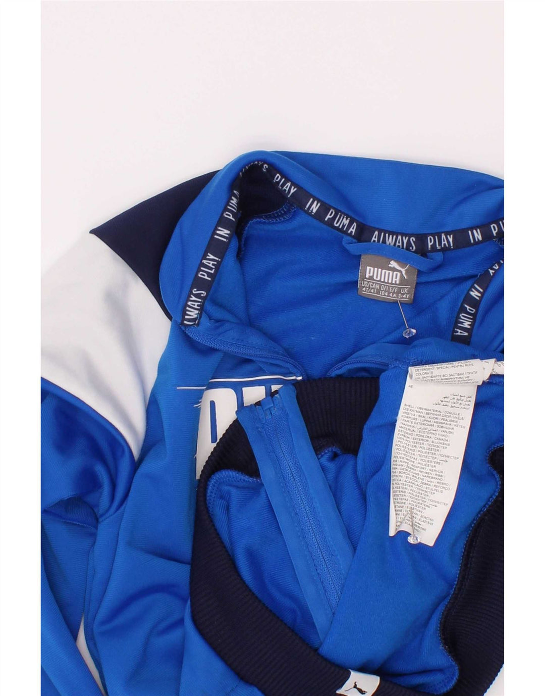 Puma Boys Graphic Tracksuit Top Jacket 3-4 Years Blue Colourblock Polyester