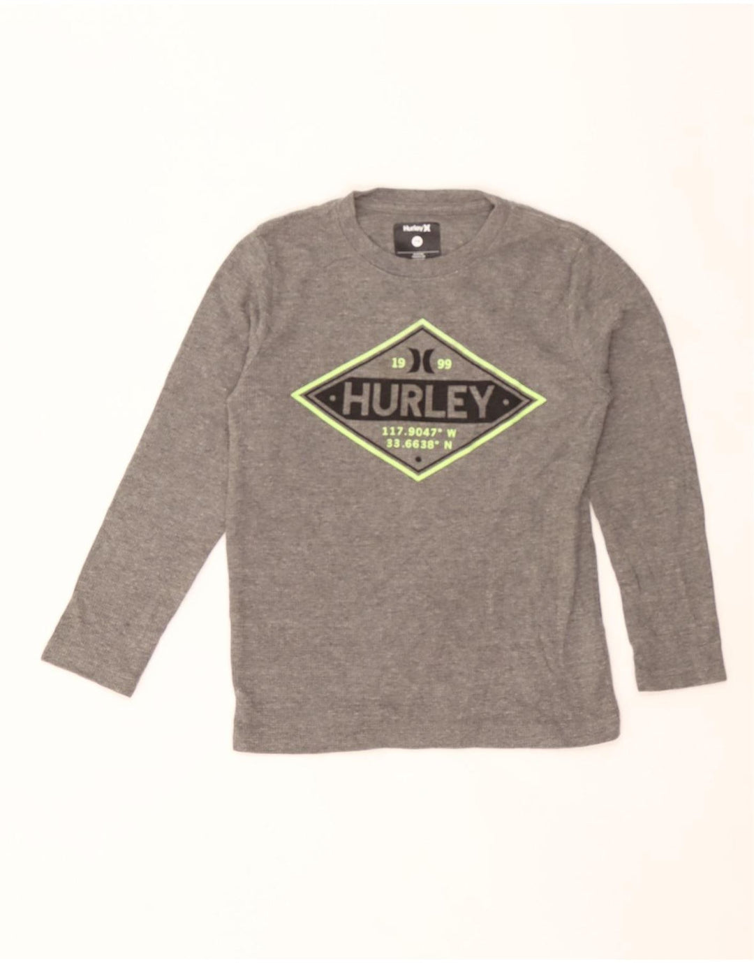 HURLEY Boys Graphic Top Long Sleeve 7-8 Years Grey Cotton Vintage Hurley and Second-Hand Hurley from Messina Hembry 