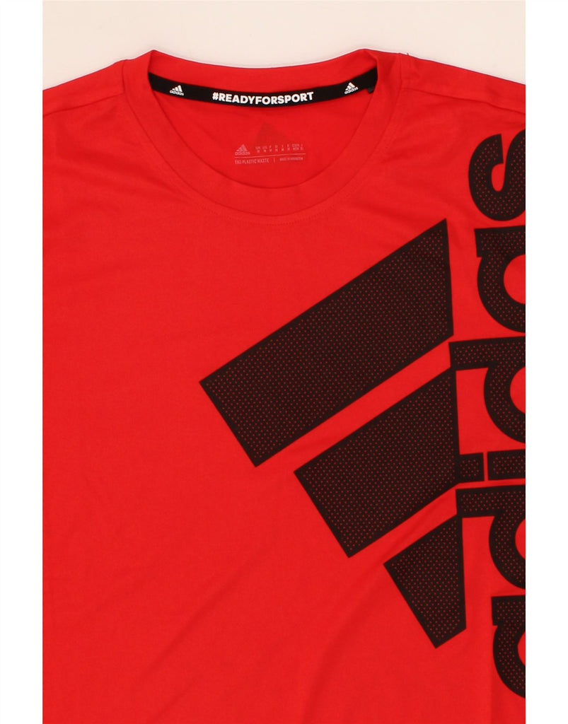 ADIDAS Mens Graphic T-Shirt Top Medium Red Polyester Vintage Adidas and Second-Hand Adidas from Messina Hembry 