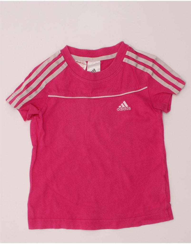 ADIDAS Girls T-Shirt Top 7-8 Years Pink Cotton Vintage Adidas and Second-Hand Adidas from Messina Hembry 