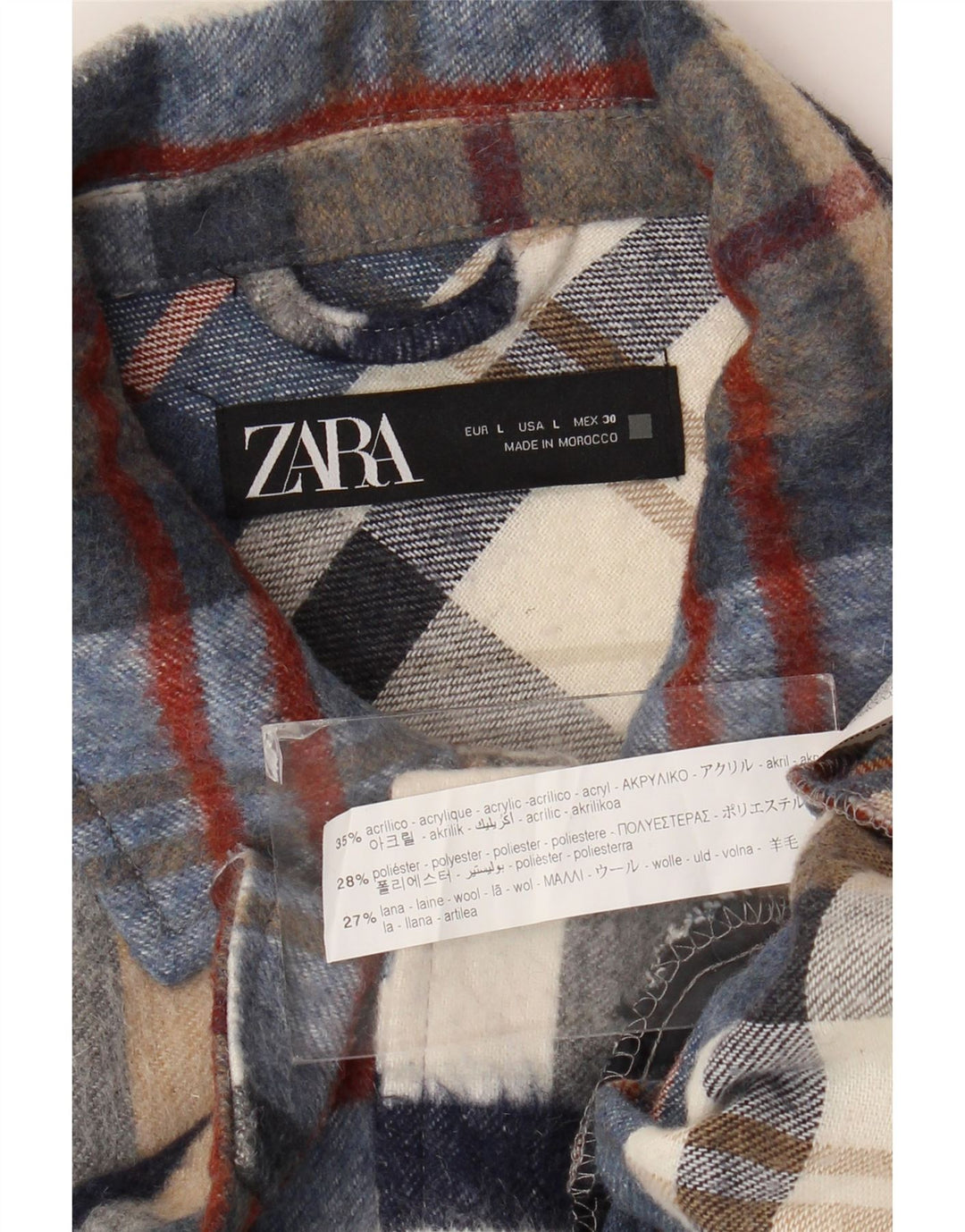 ZARA Womens Overshirt Flannel Shirt UK 16 Large Multicoloured Plaid
