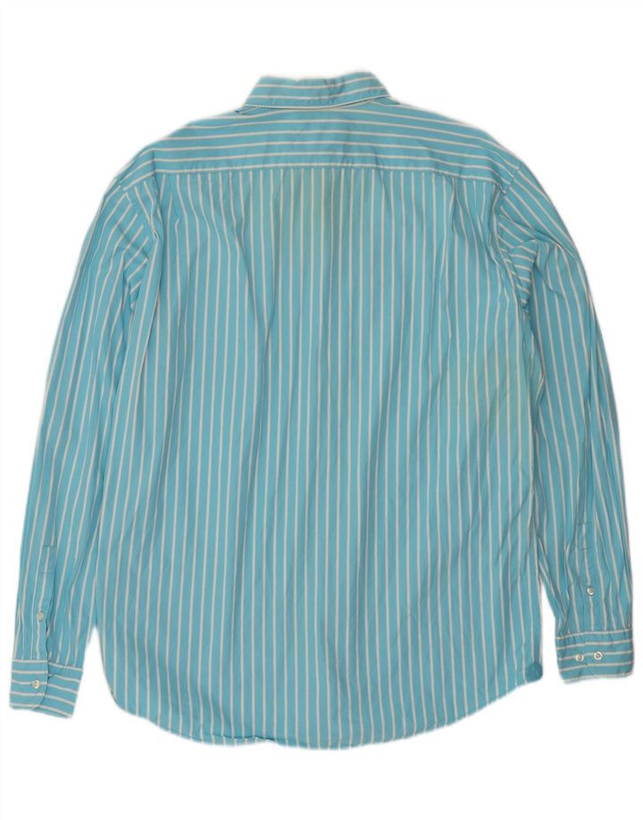LACOSTE Mens Regular Fit Shirt Size 42 Large Blue Striped Cotton