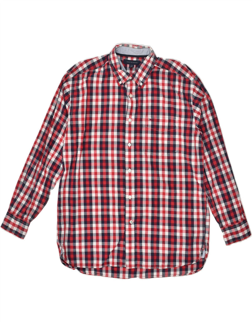 TOMMY HILFIGER Mens Shirt Large Red Check Cotton | Vintage Tommy Hilfiger | Thrift | Second-Hand Tommy Hilfiger | Used Clothing | Messina Hembry 