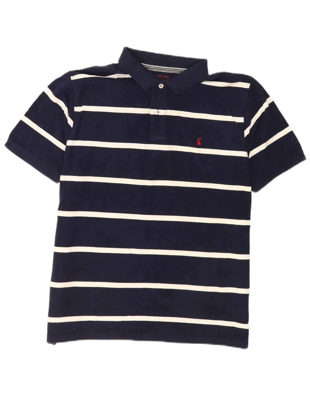 Joules Mens Polo Shirt Large Navy Blue Striped Cotton