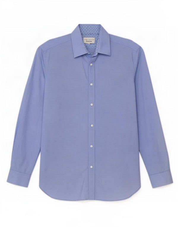 Ted Baker Mens Shirt Size 16 Large Blue Spotted Cotton