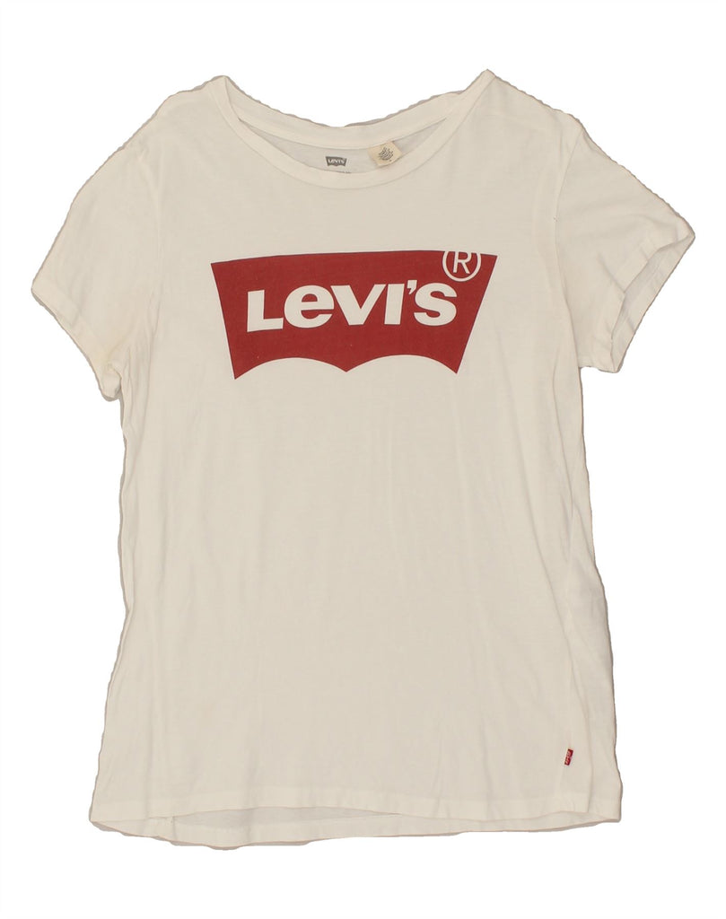 LEVI'S Mens Graphic T-Shirt Top Medium White Cotton Vintage Levi's and Second-Hand Levi's from Messina Hembry 