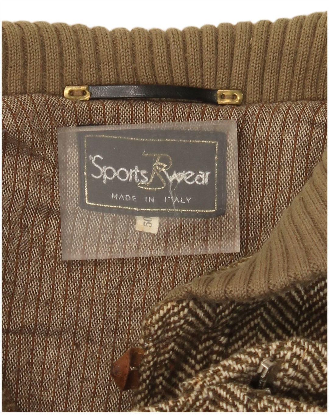 Radici Mens Knit Bomber Jacket IT 50 Large Khaki Herringbone