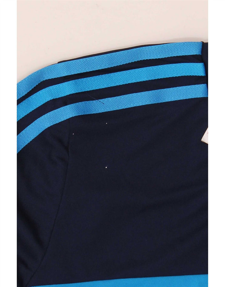 Adidas Boys T-Shirt Top 13-14 Years Navy Blue Colourblock Polyester