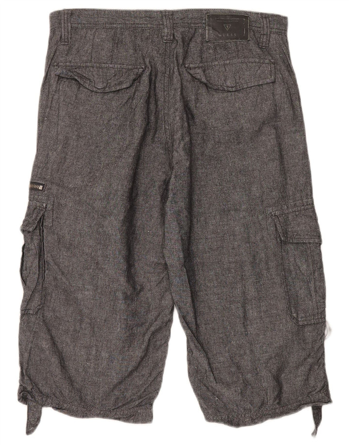 Guess Mens Cargo Shorts W30 Medium Grey Linen