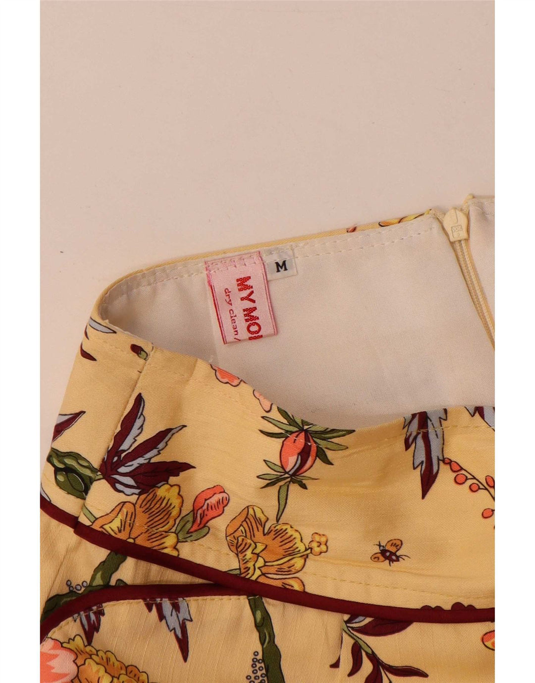 Vintage Womens Midi Skirt Medium W28  Yellow Floral