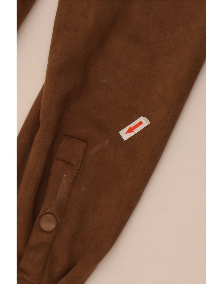 Zara Mens Hooded Lumberjack Shirt Medium Brown Polyester