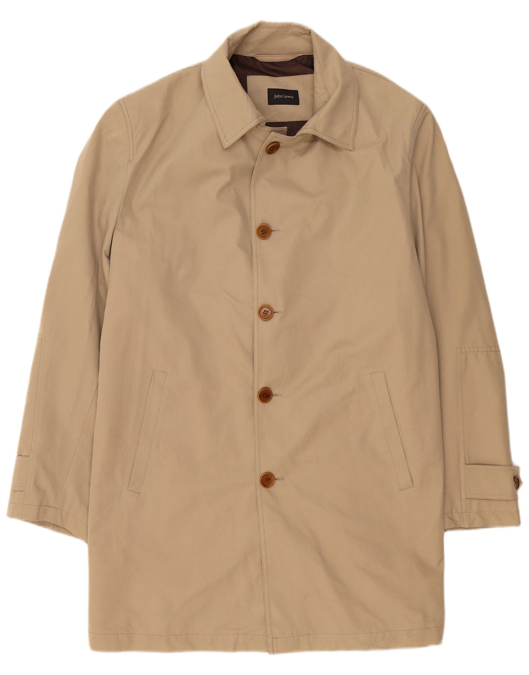 John Lewis Mens Overcoat IT 54 2XL Beige Cotton