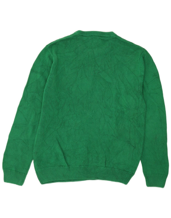 Chaps Mens Crew Neck Jumper Sweater Large Green Cotton