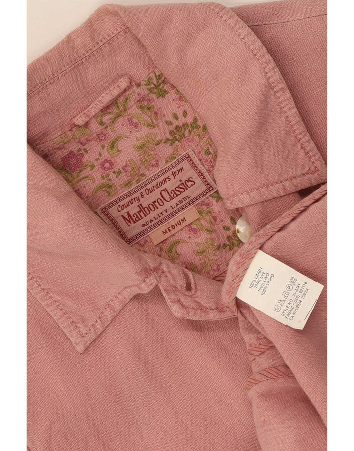 Marlboro Classics Womens 5 Button Blazer Jacket UK 12 Medium Pink Linen