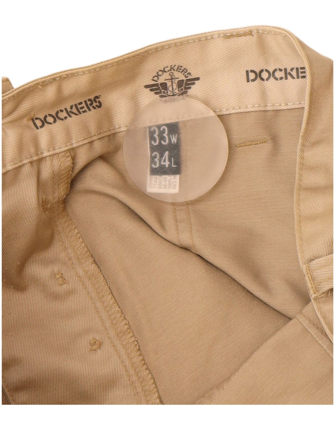 Dockers Mens Straight Cargo Trousers W33 L34 Beige Cotton