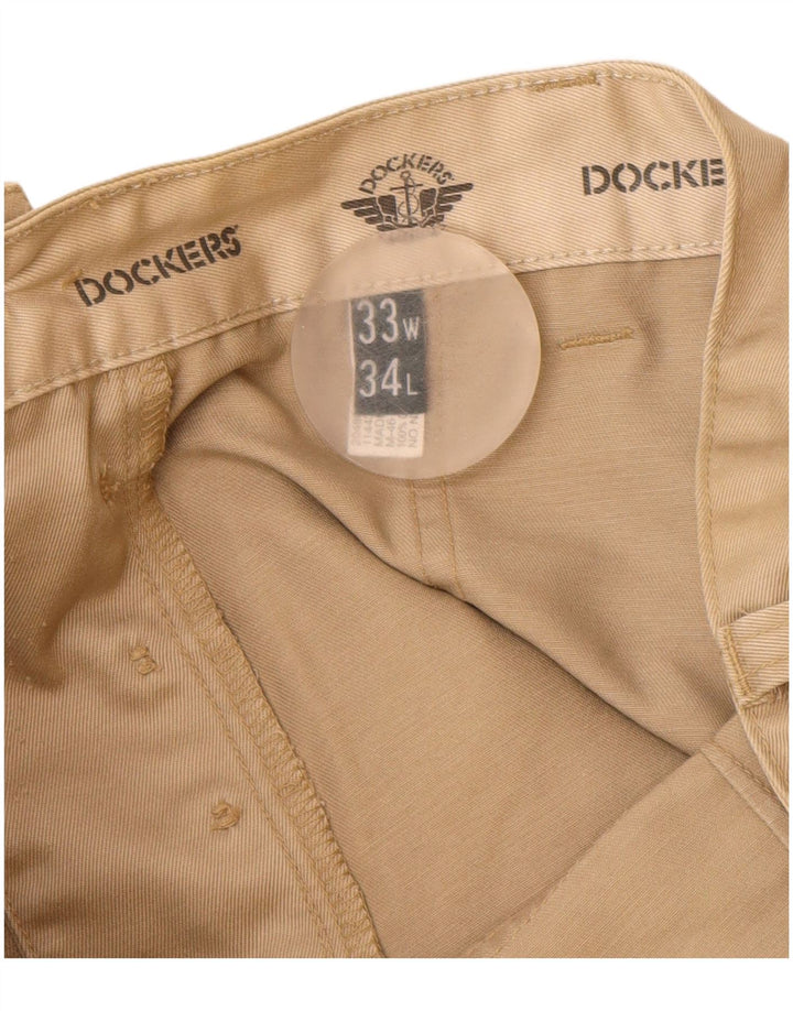 Dockers Mens Straight Cargo Trousers W33 L34 Beige Cotton