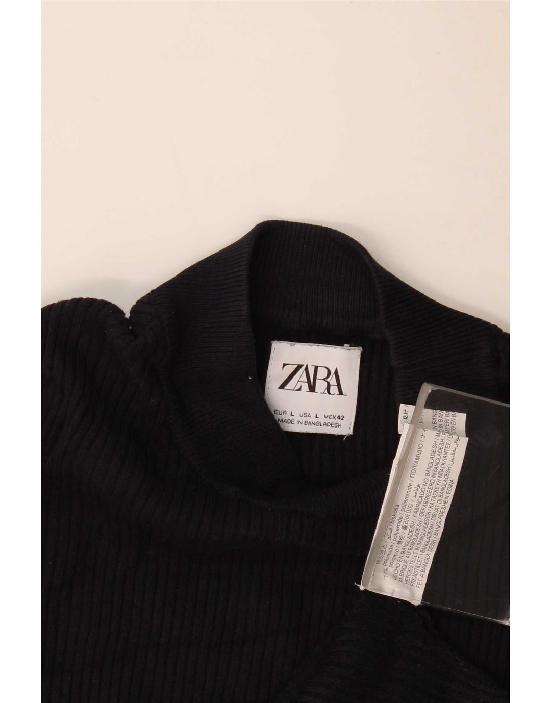 Zara Mens Top Long Sleeve Large Navy Blue Viscose