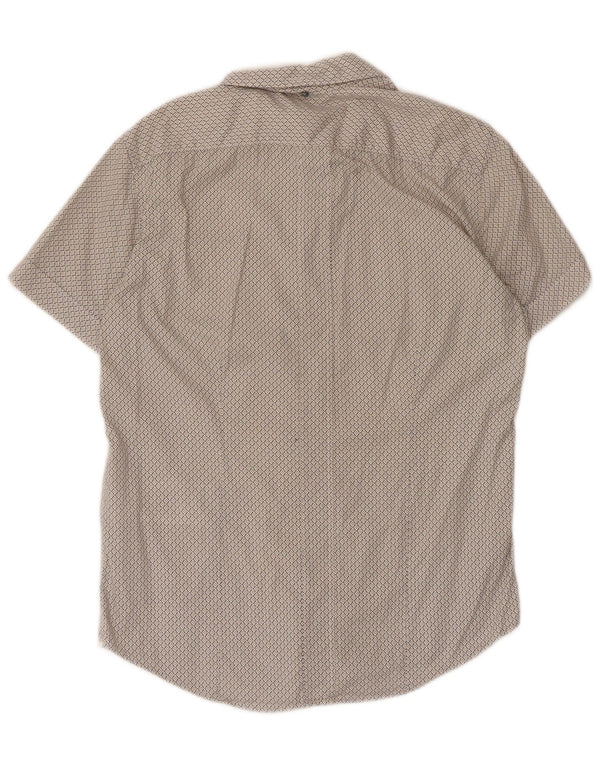 Gas Mens Short Sleeve Shirt Small White Geometric Cotton