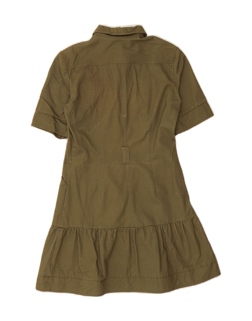 DESIGUAL Womens Shirt Dress UK 6 XS Khaki Floral Cotton Vintage Desigual and Second-Hand Desigual from Messina Hembry 