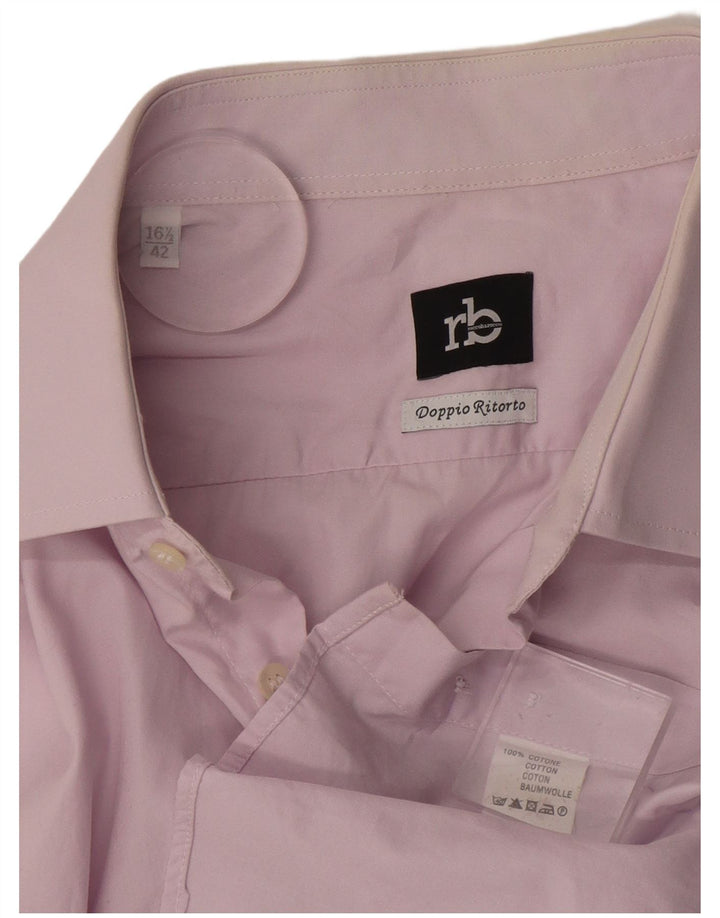 Roccobarocco Mens Shirt Size 42 16 1/2 Large Purple Cotton