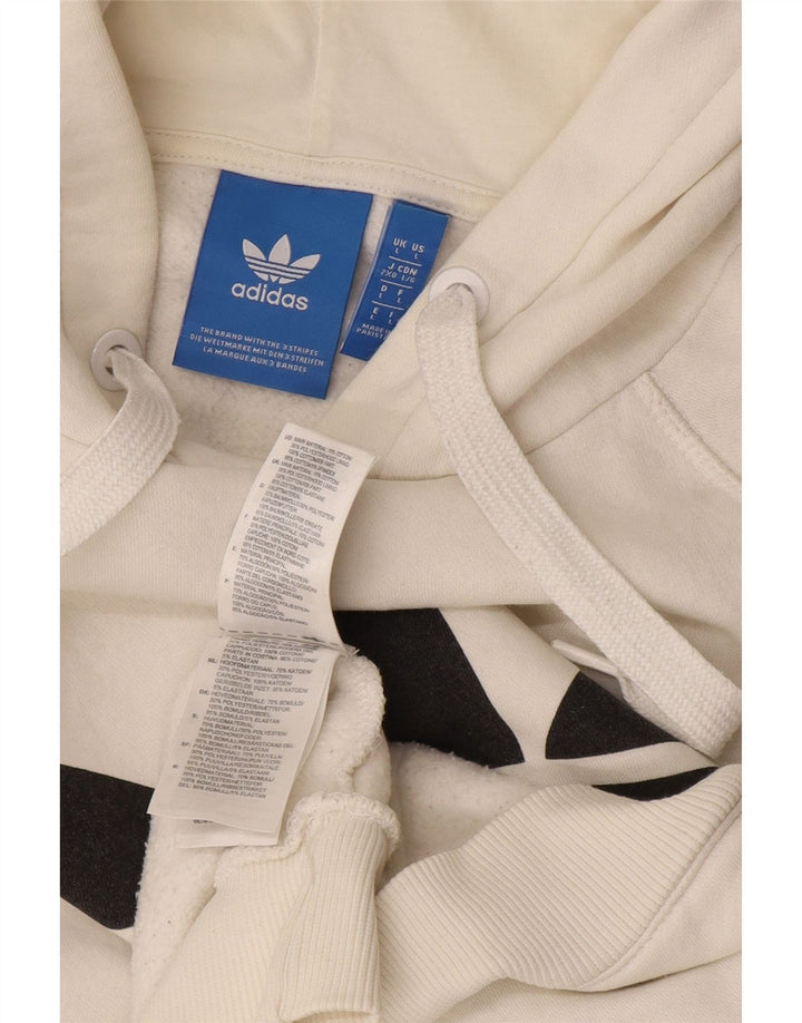 Adidas Mens Graphic Hoodie Jumper Large White Cotton
