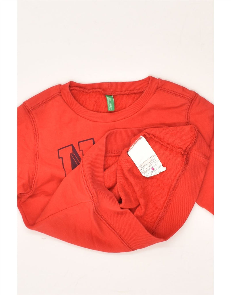 BENETTON Boys Graphic Sweatshirt Jumper 3-4 Years 2XS Red Cotton | Vintage Benetton | Thrift | Second-Hand Benetton | Used Clothing | Messina Hembry 