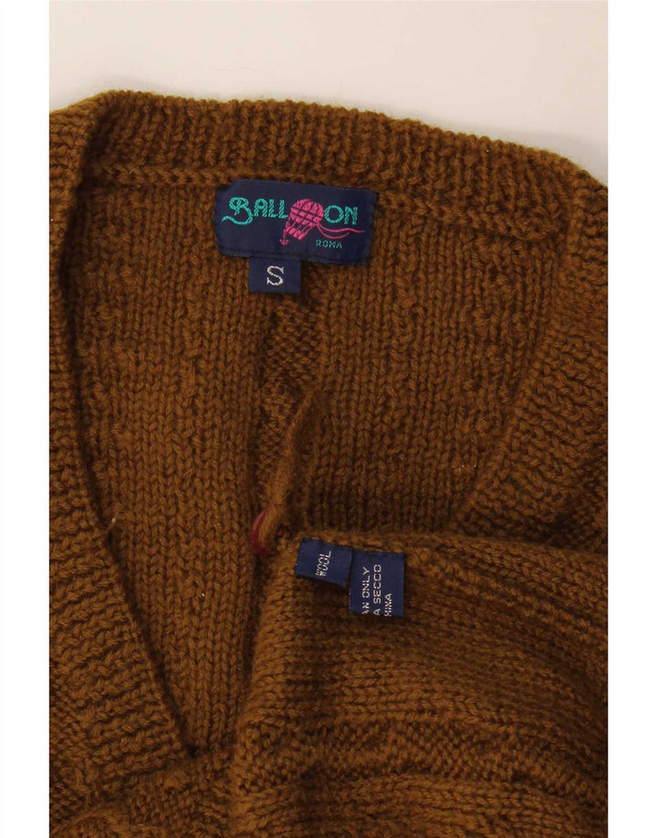 Balloon Womens Cardigan Sweater UK 10 Small Khaki Wool