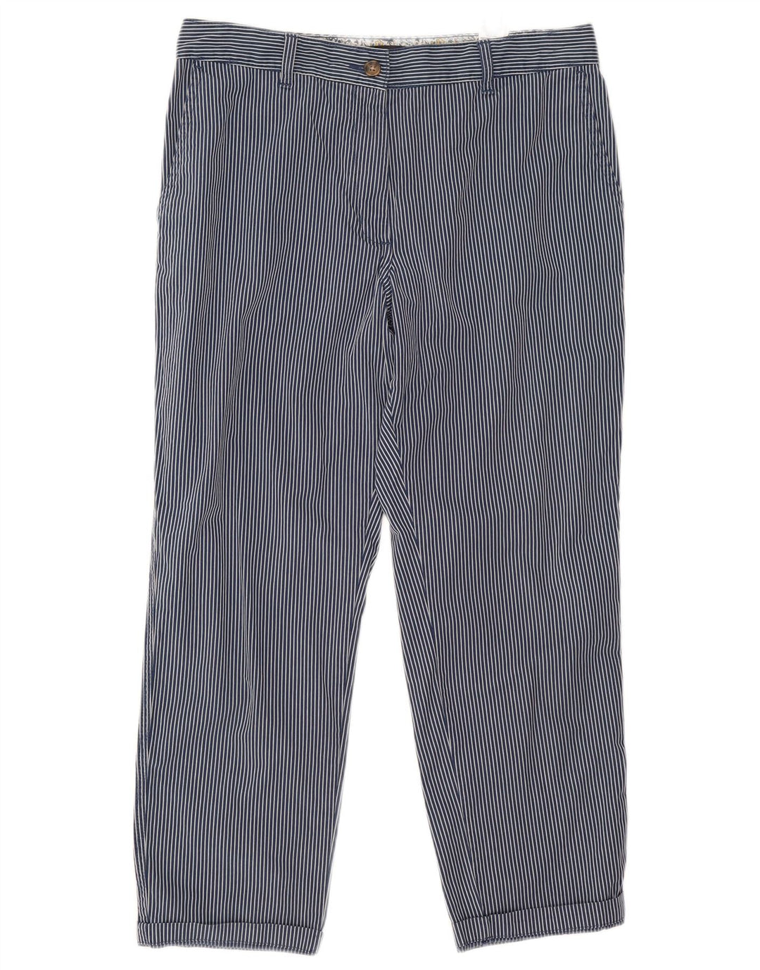 Marks & Spencer Womens Cropped Trousers UK 12 Medium W32 L25 Navy Blue