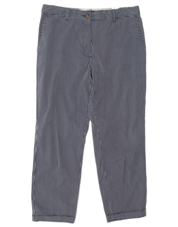 Marks & Spencer Womens Cropped Trousers UK 12 Medium W32 L25 Navy Blue