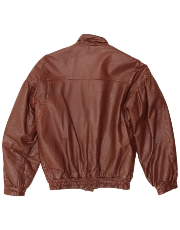 Fashion Leader Womens Leather Jacket UK 16 Large Brown Leather