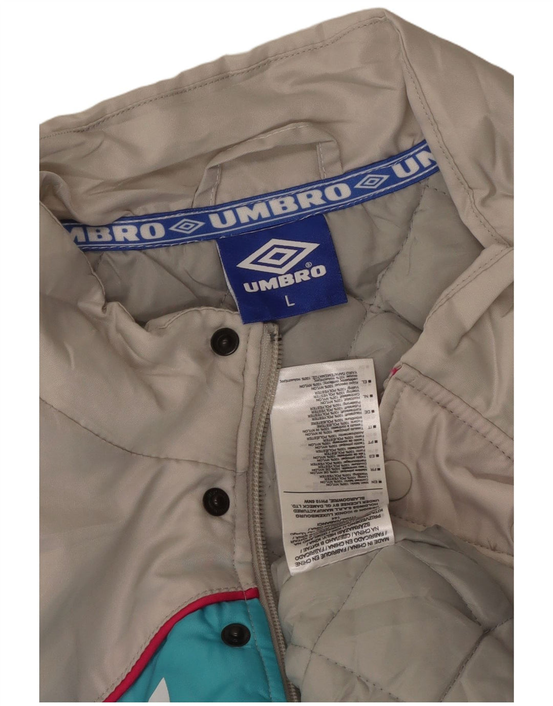 UMBRO Mens Graphic Padded Jacket UK 40 Large Grey Colourblock Nylon