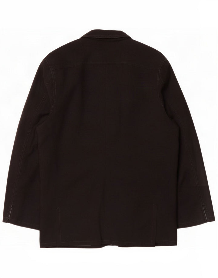 Vintage Womens Oversized 1 Button Blazer Jacket UK 10 Small Black