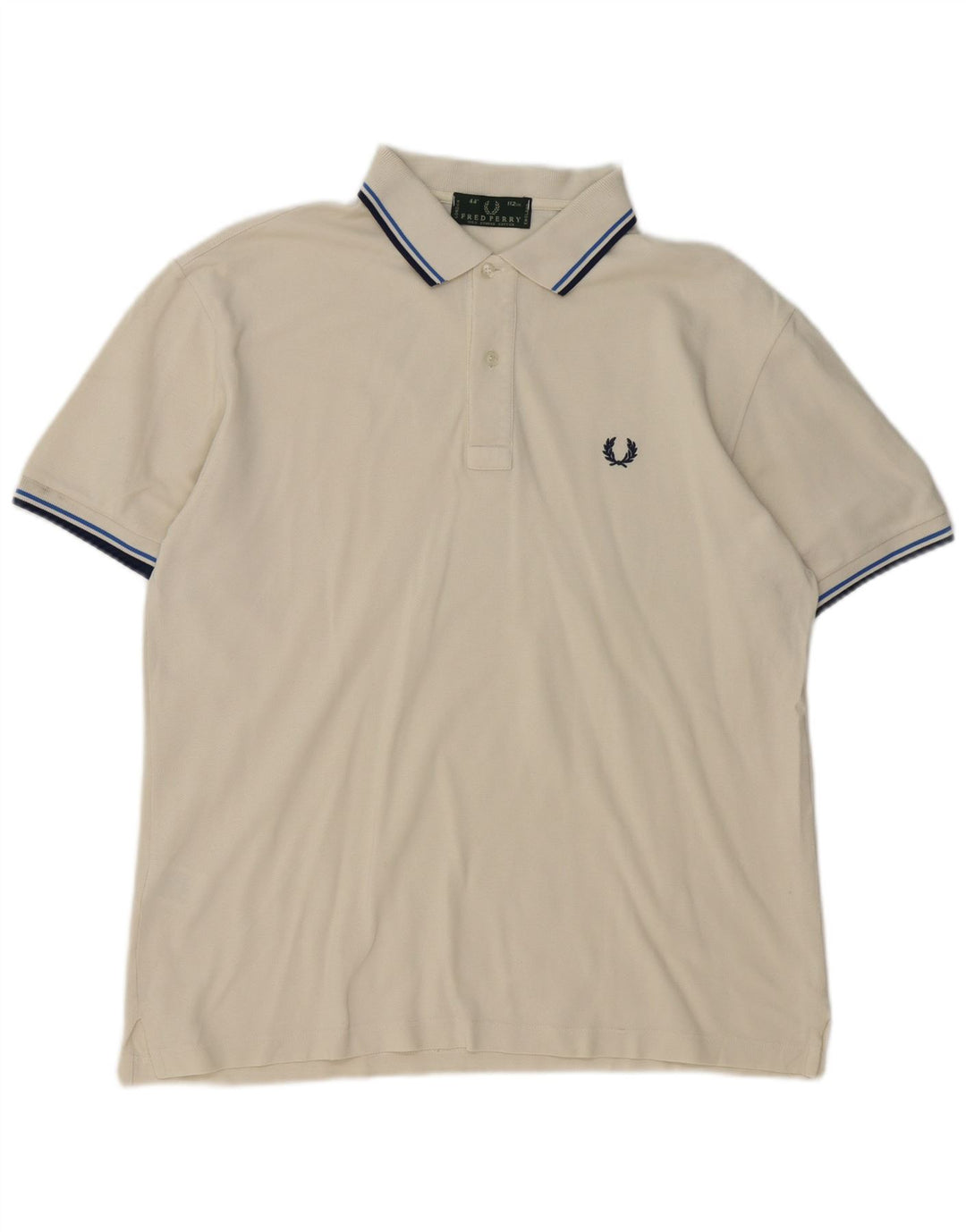 Fred Perry Mens Polo Shirt Medium White Striped Cotton