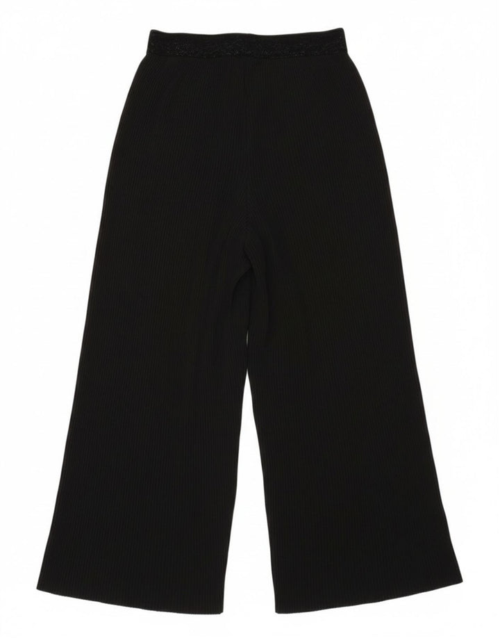 Zara Womens Flare Pleated Casual Trousers Small W27 L23 Black Polyester