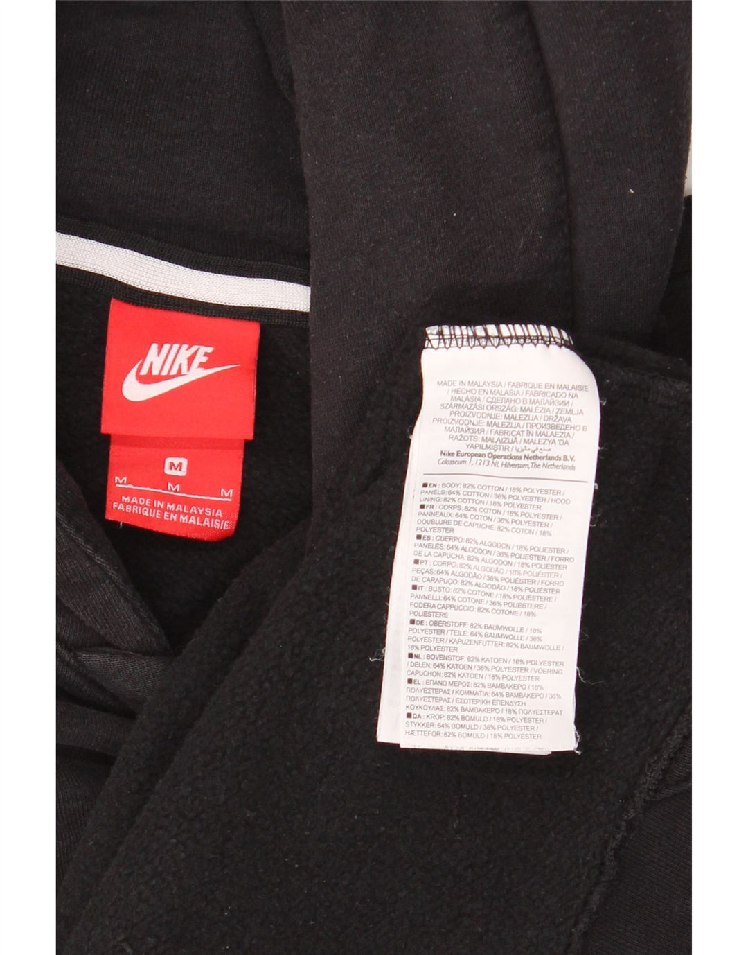 Nike Mens Graphic Hoodie Jumper Medium Black Colourblock Cotton