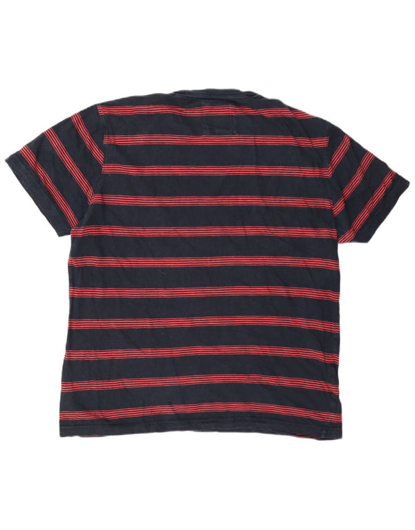 Crew Clothing Mens T-Shirt Top Large Navy Blue Striped Cotton