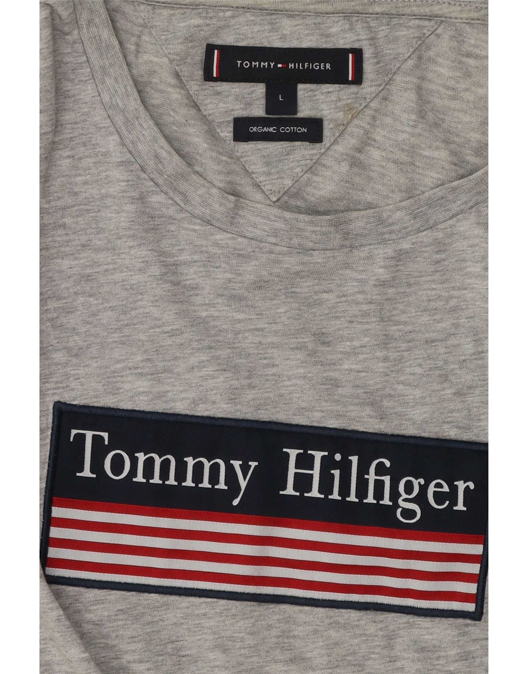 Tommy Hilfiger Mens Graphic T-Shirt Top Large Grey Cotton