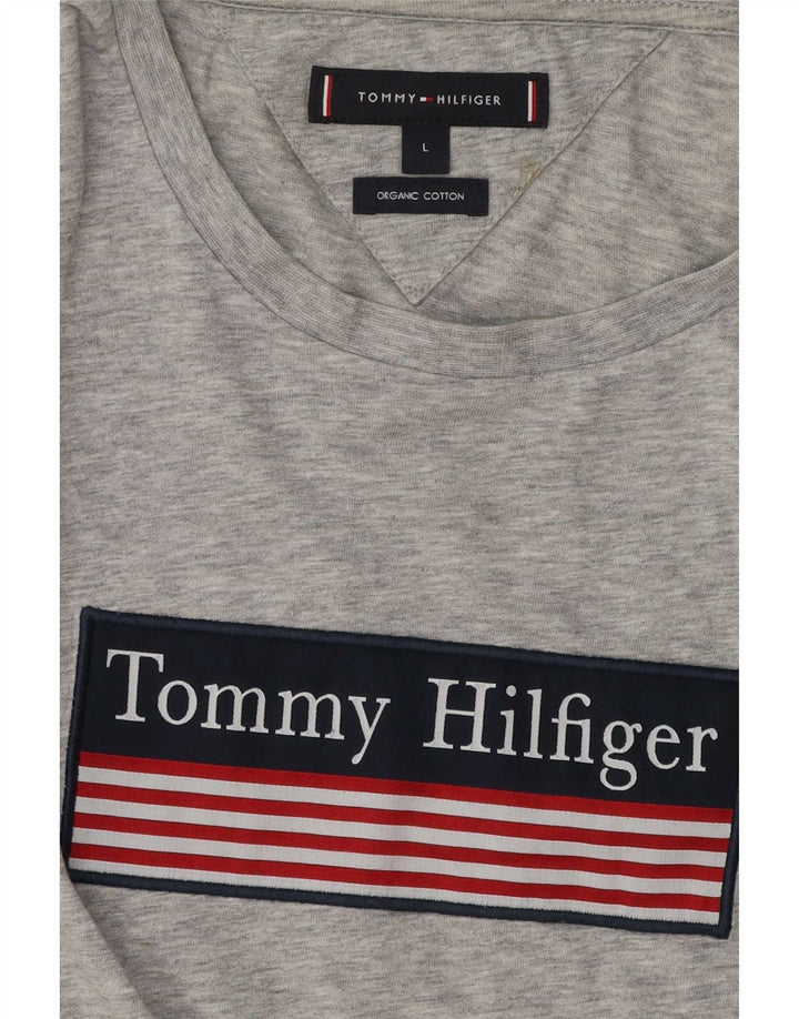 Tommy Hilfiger Mens Graphic T-Shirt Top Large Grey Cotton