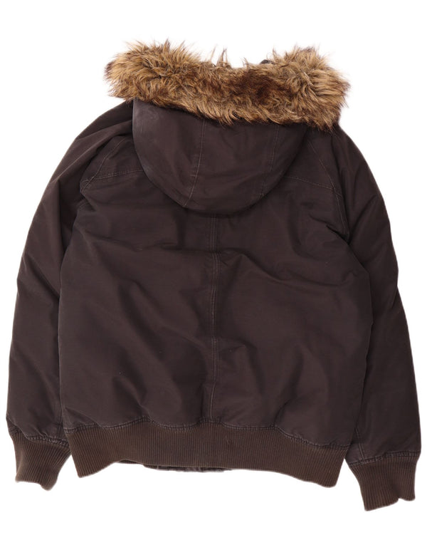 Timberland Mens Hooded Padded Jacket UK 38 Medium Black Cotton