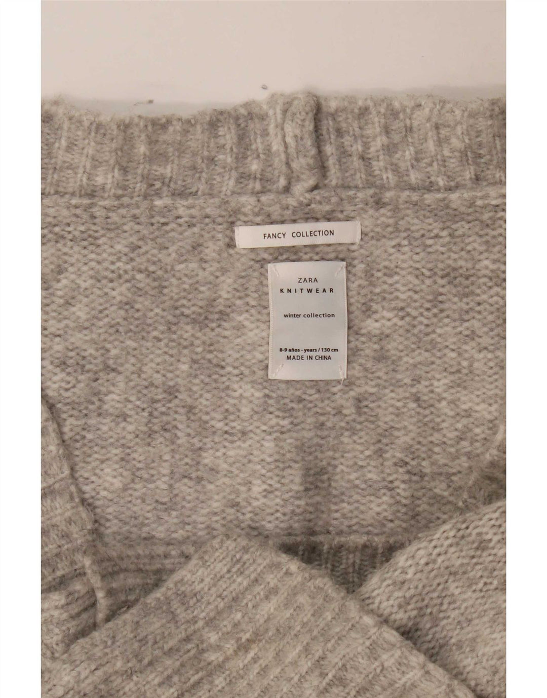 Zara Girls Cardigan Sweater 8-9 Years Grey Flecked