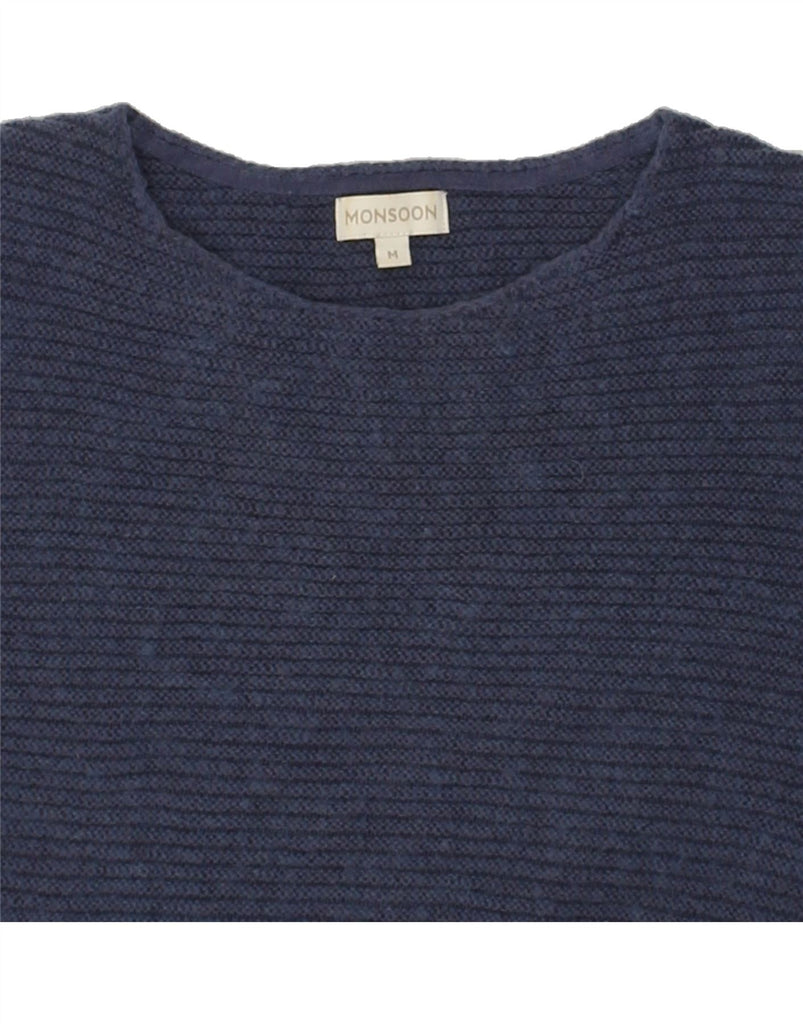 MONSOON Womens Boat Neck Jumper Sweater UK 12 Medium Navy Blue Cotton | Vintage Monsoon | Thrift | Second-Hand Monsoon | Used Clothing | Messina Hembry 