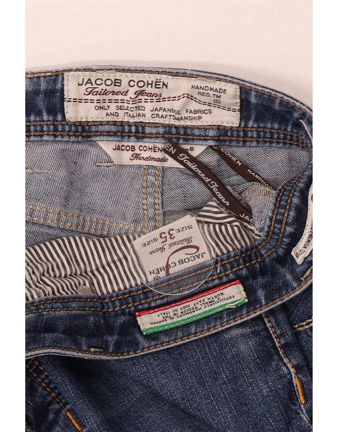 Jacob Cohen Mens Handmade Slim Jeans W35 L29 Blue Cotton