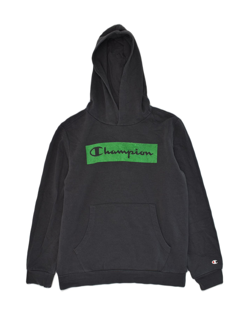 CHAMPION Boys Graphic Hoodie Jumper 13-14 Years XL Grey Cotton | Vintage Champion | Thrift | Second-Hand Champion | Used Clothing | Messina Hembry 