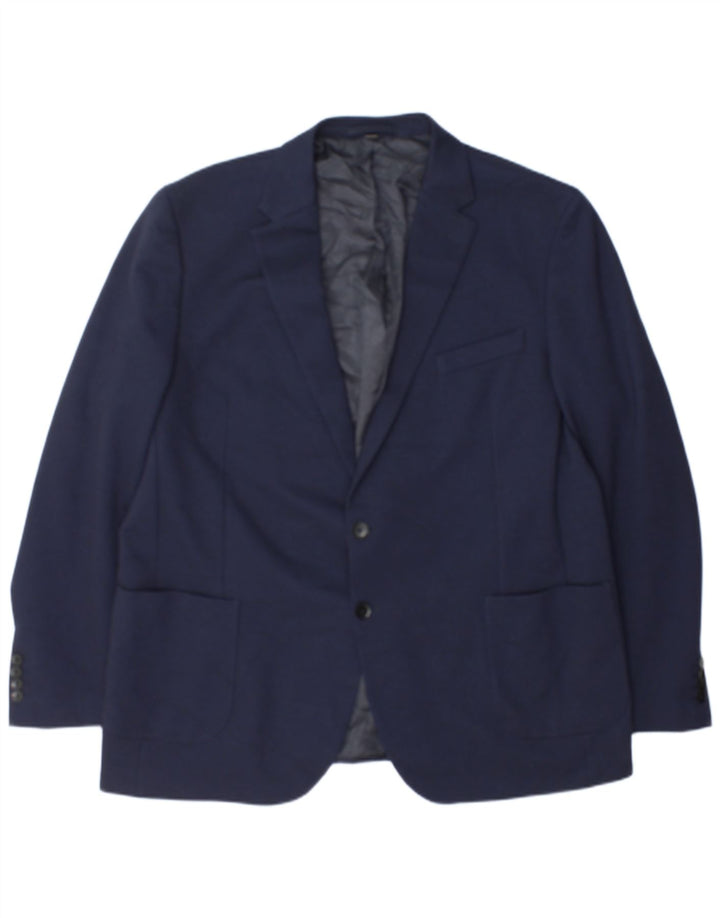 Marks & Spencer Mens 2 Button Blazer Jacket UK 48 2XL Navy Blue Polyamide