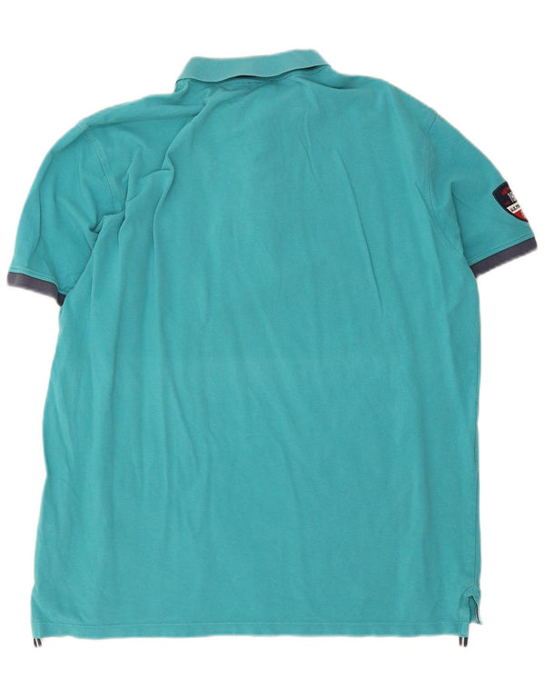 U.S. Polo Assn. Mens Polo Shirt 2XL Turquoise Colourblock Cotton